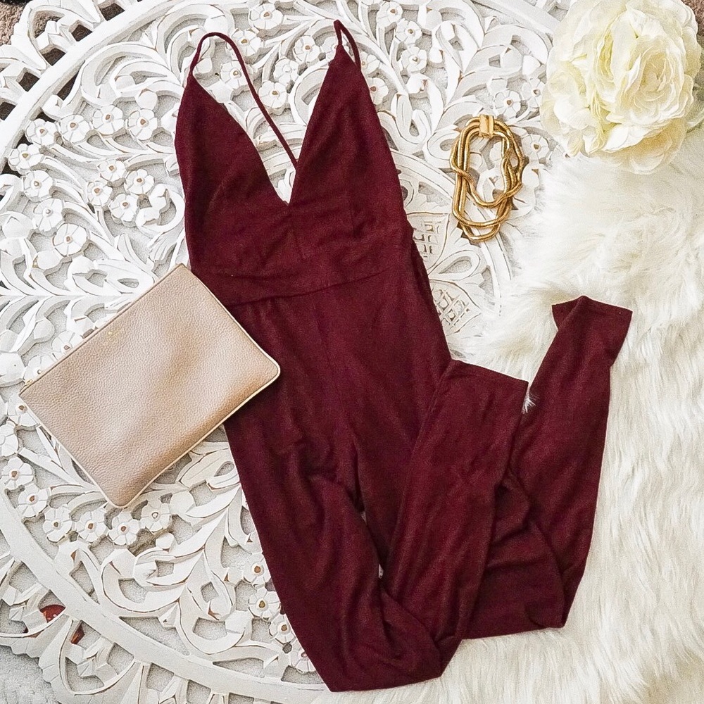 Backless Maroon Romper - image 2